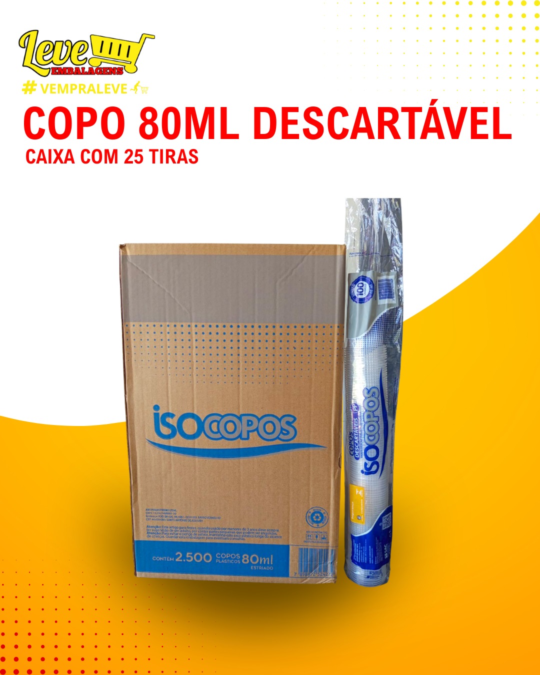 Copo 80ml Descartável (Caixa 25 tiras)